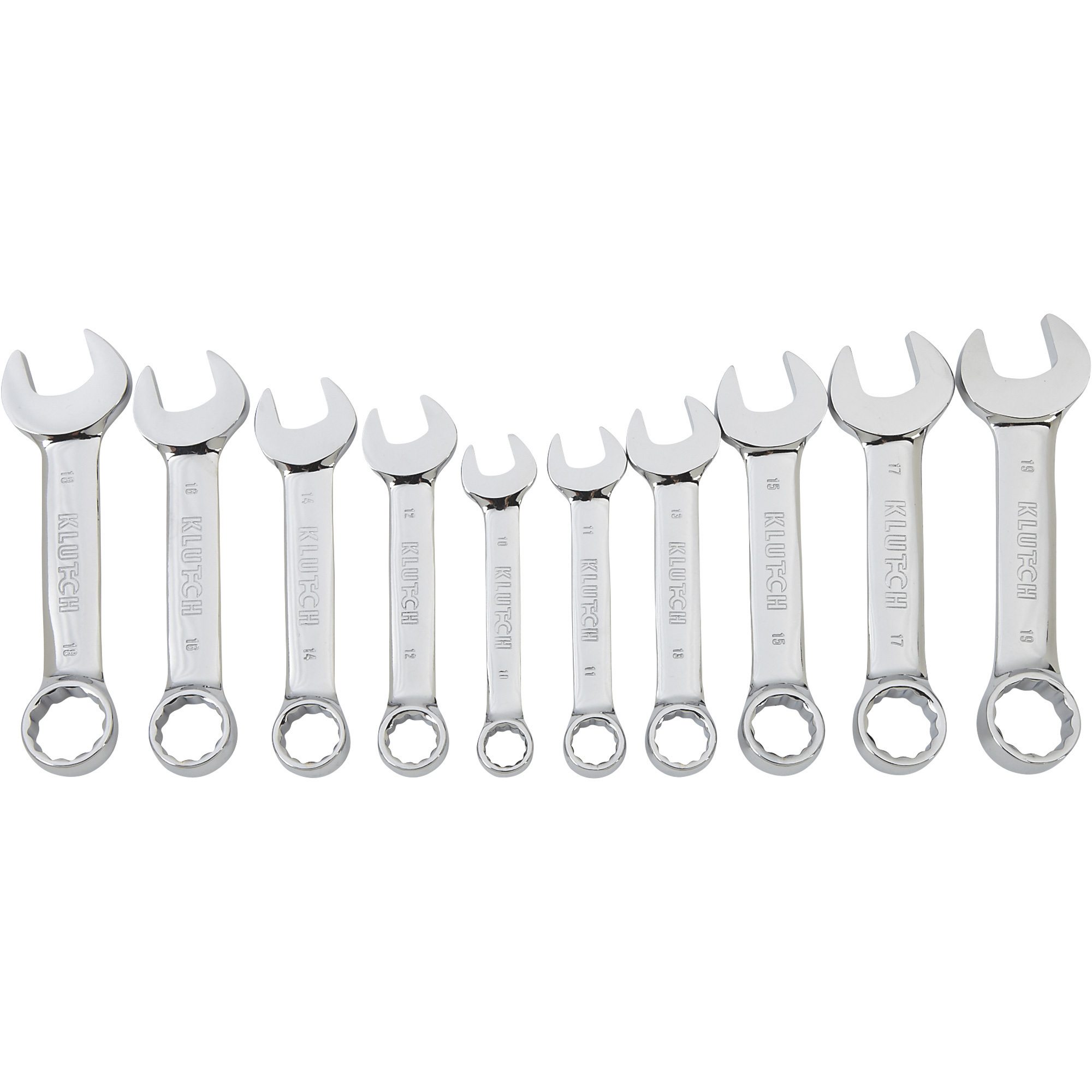 Klutch Stubby Combination Wrench Set, 10-Pc., Metric